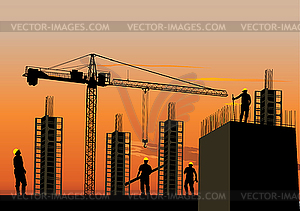 Silhouette Of Construction Site   Vector Clipart