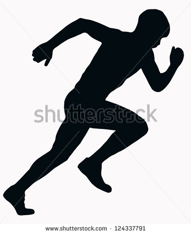 Sprint Athlete Isolated Black Image On White Background   Stock Vector