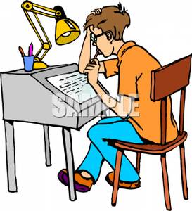 Teenage Boy Doing Homework   Royalty Free Clipart Picture