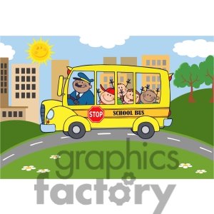 1390192 5053 Clipart Illustration Of School Bus Heading To School With