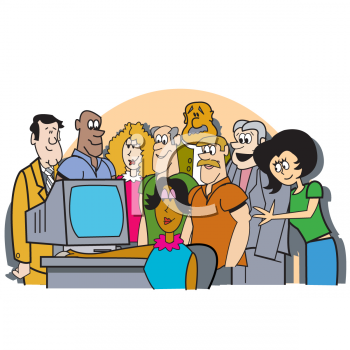 Cartoon Of A Group Of Office Workers   Royalty Free Clip Art Image