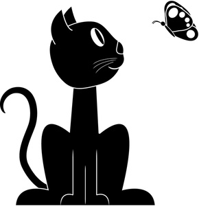Cat And Butterfly Clipart Image   Cute Cartoon Kitty Cat Watching A