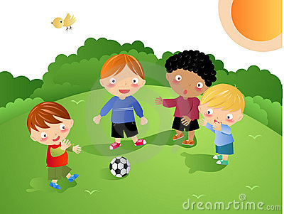 Children Playing Football Clip Art