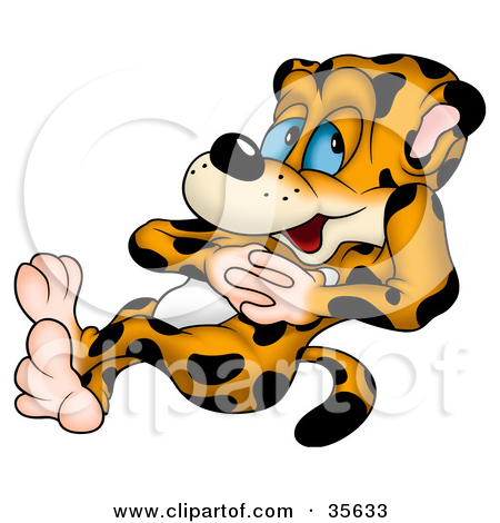 Clipart Illustration Of A Relaxing Leopard Leaning Back And Clasping