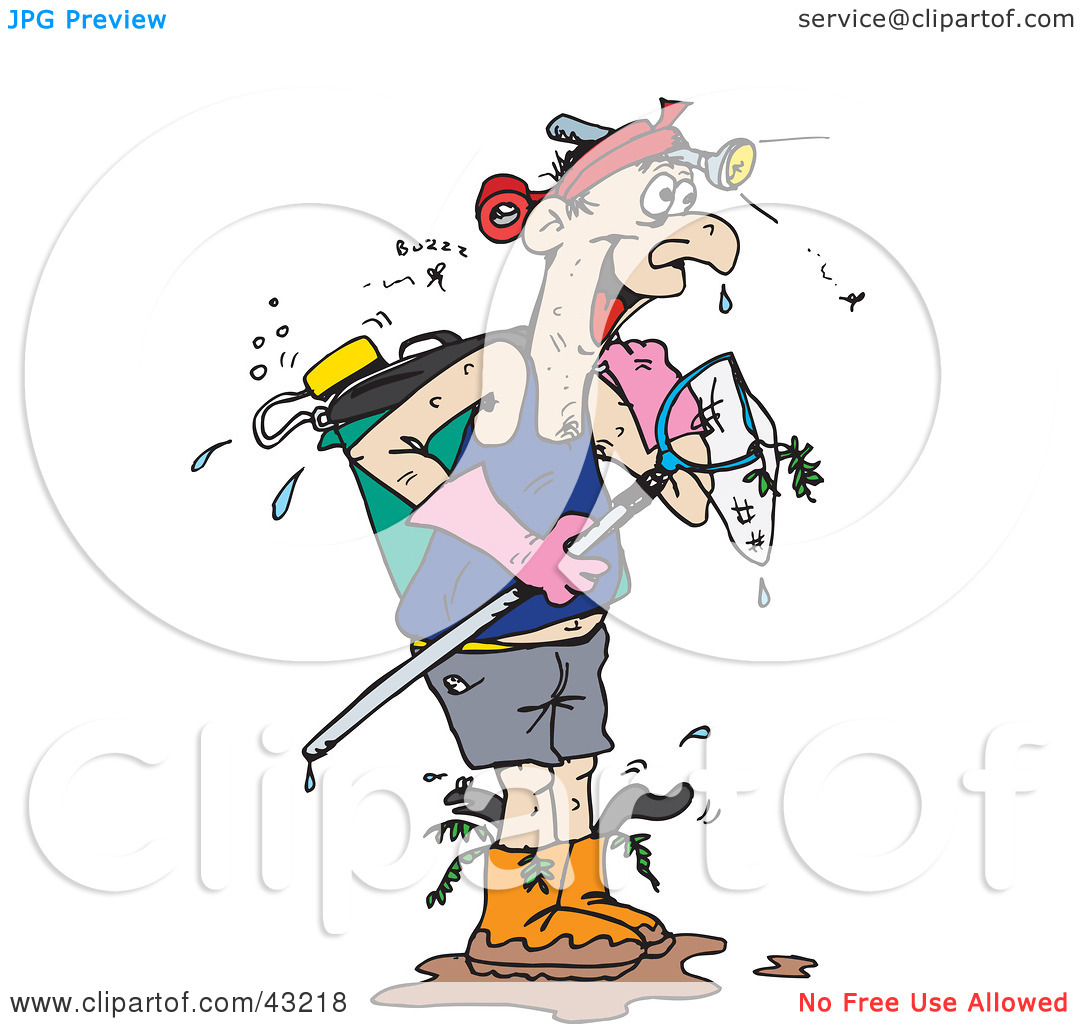 Clipart Illustration Of A Wet Man With Fishing Gear By Dennis Holmes
