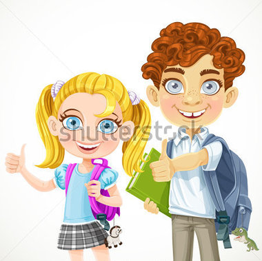 Cute Schoolboy And Schoolgirl Ready To New School Year 151024844 Jpg
