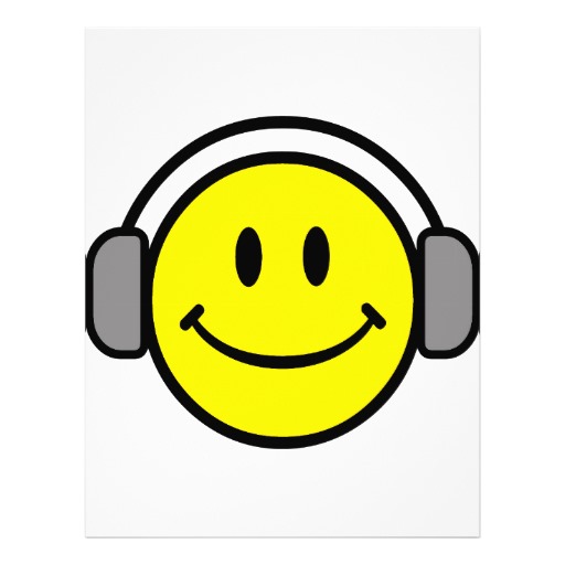 Cute Smiley Face With Headphones Flyers   Zazzle