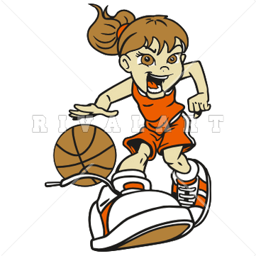 Girls Playing Basketball Clip Art