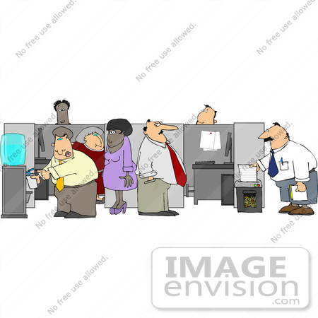 Group Of Employees Working Near Cubicles In An Office Clipart By Djart