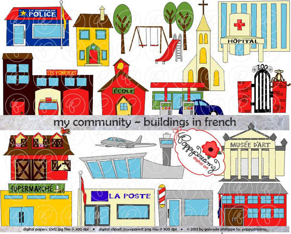 My Community Buildings In French Clipart   300 Dpi Transparent Png