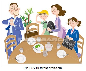 Stock Illustration   A Family Getting Ready For School And Work In The