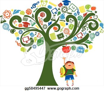 Vector Clipart   Back To School   Tree With Education Icons  Vector    