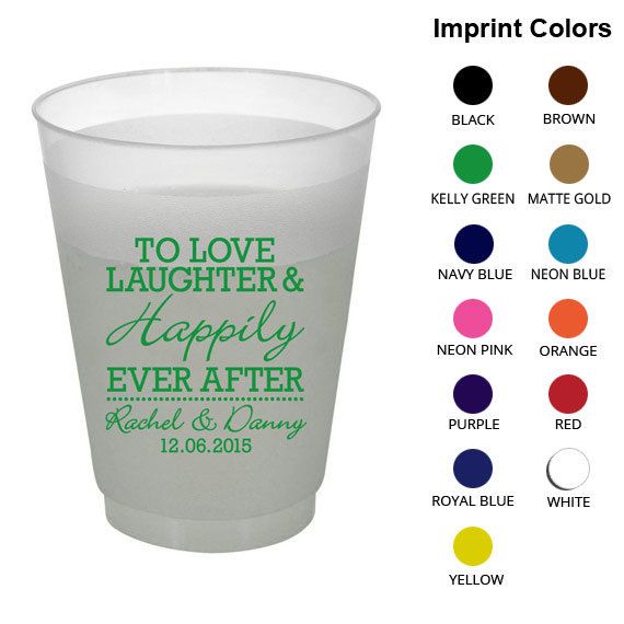 16 Oz Frosted Plastic Cups  Clipart 1831  Love Laughter Happily Ever    