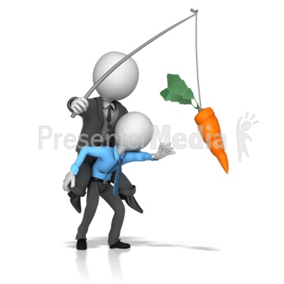 Boss Dangling Carrot For A Employee   Presentation Clipart   Great