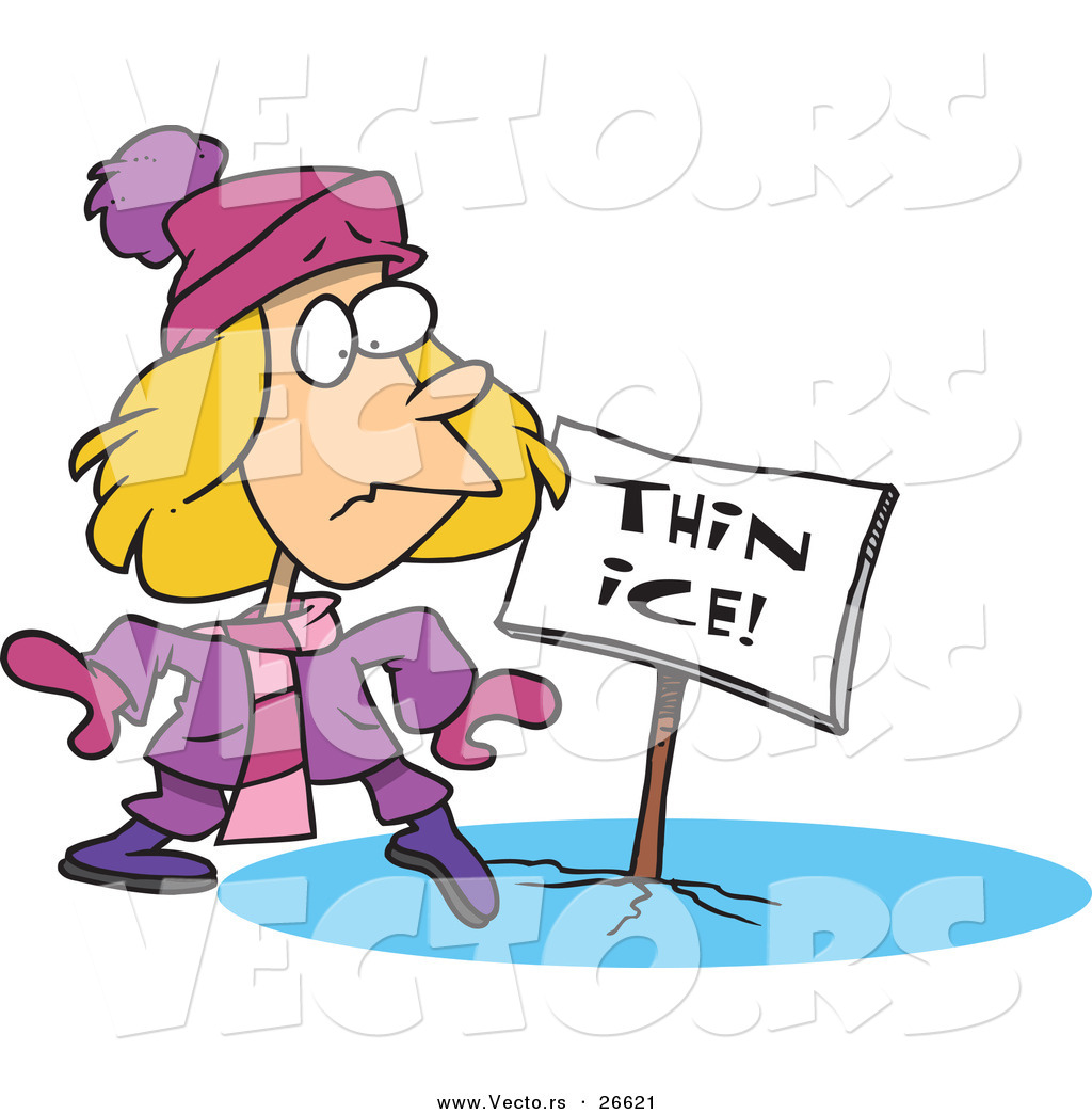 Cartoon Girl Running Scared Royalty Free Ice Stock Clipart