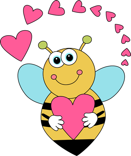 Cartoon Valentine S Day Bee And Hearts