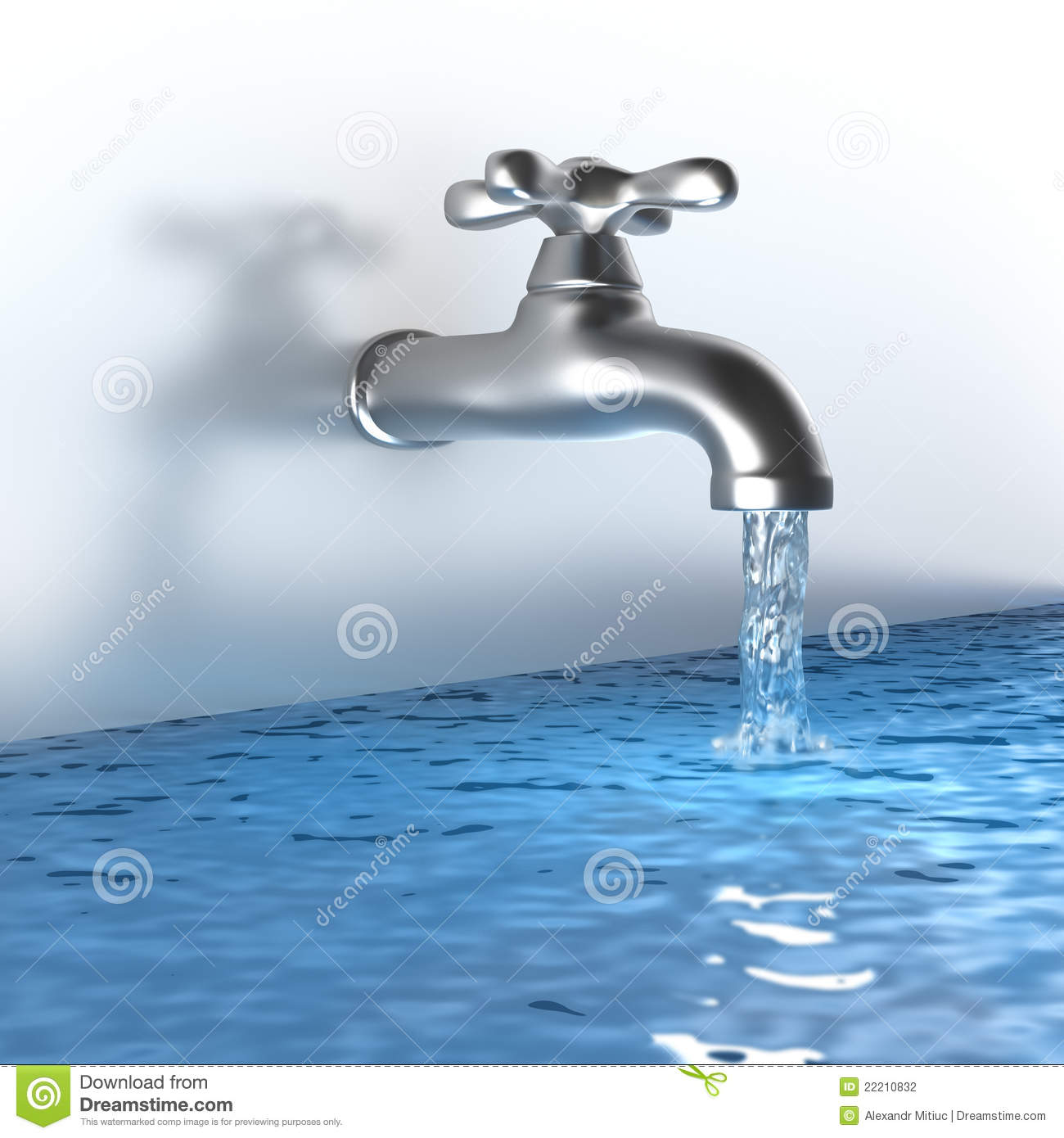 Chrome Tap With A Water Stream Stock Photography   Image  22210832