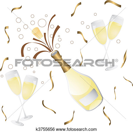 Clip Art   Champagne Bottle And Glass   Fotosearch   Search Clipart