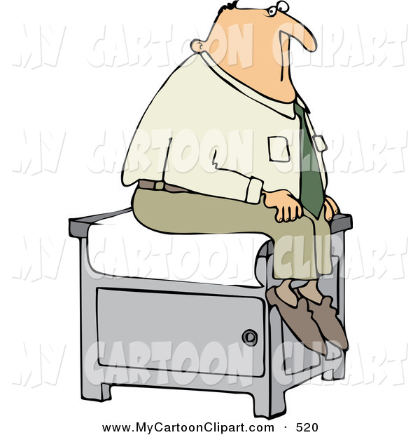 Clip Art Of An Obese Caucasian Man Sitting Nervously On A Medical