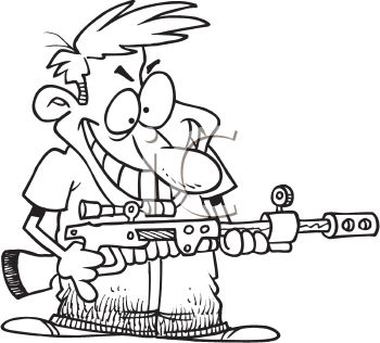 Crazy Insane Man With A Rifle About To Shoot Someone Clipart