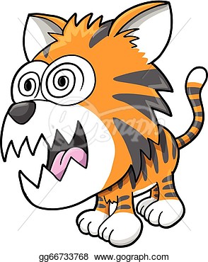 Drawing   Crazy Insane Tiger Vector Illustration Art  Clipart Drawing