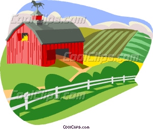 Farm Scene With Barn Vector Clip Art