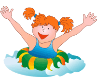 Girl Swimming With Ring Buoy  Free Children Summer Vacations Clipart