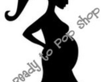 Inch Pregnant Silhouette Cut Outs Baby Shower Ready To Pop