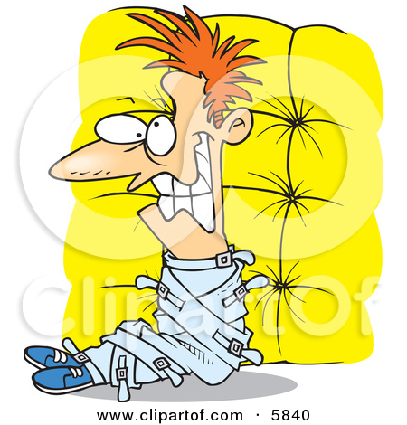 Insane Man In A Strait Jacket And Padded Room Clipart Illustration By