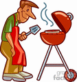 Man Cooking Hamburgs On Barbecue Grill On Fathers Day