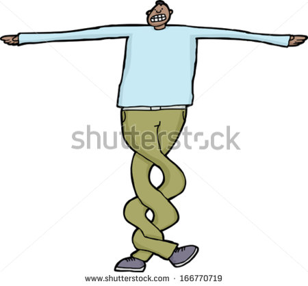 Man With Twisted Legs Over White Background   Stock Vector