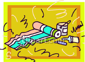 Roll Of Wallpaper With Tools   Royalty Free Clipart Picture