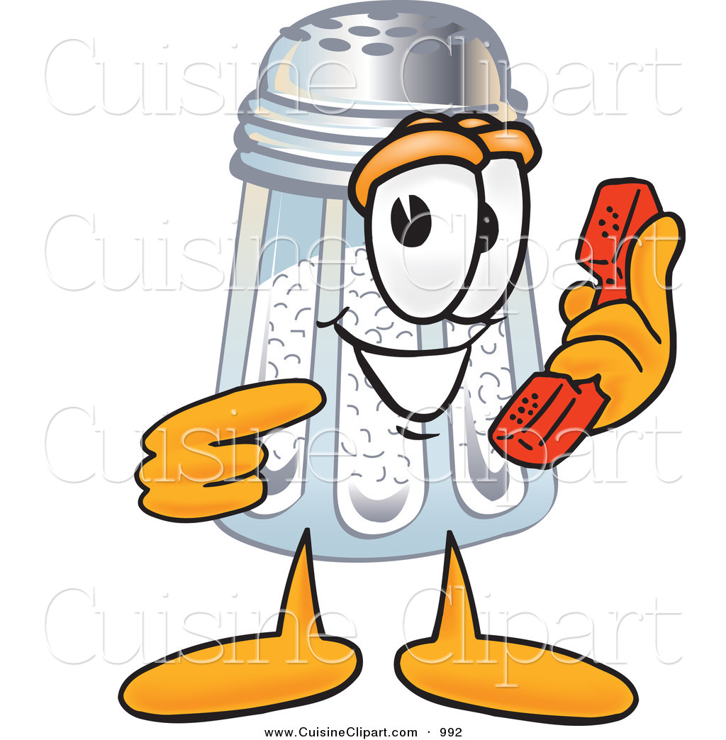 Salt Shaker Mascot Cartoon Character Holding A Telephone Happy Salt    