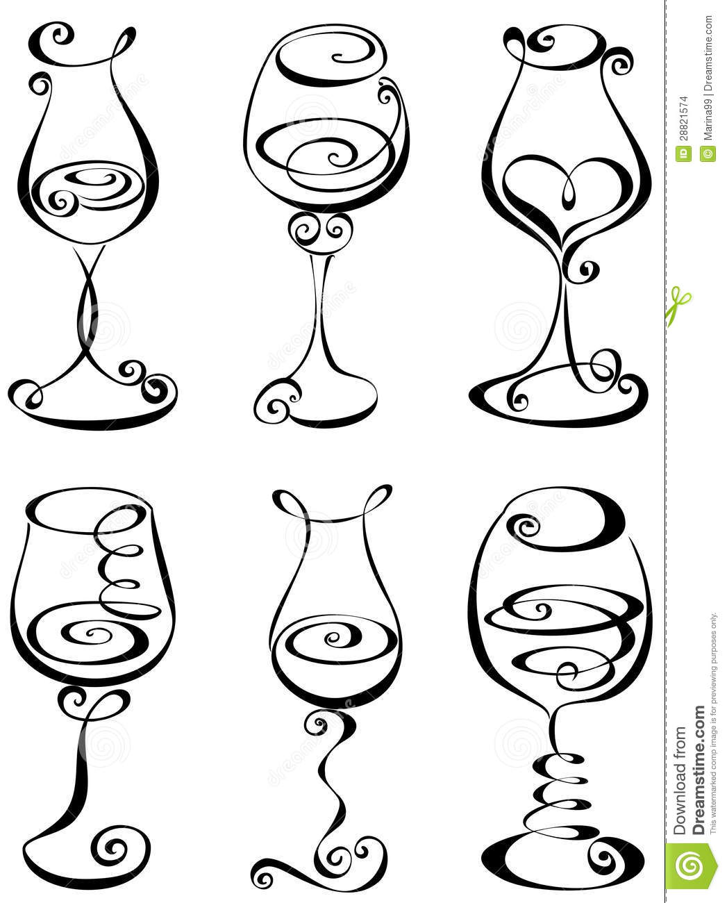 Set Stylized Wine Glass Stock Images   Image  28821574