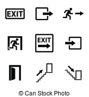 Vector Black Exit Icons Set On White Background