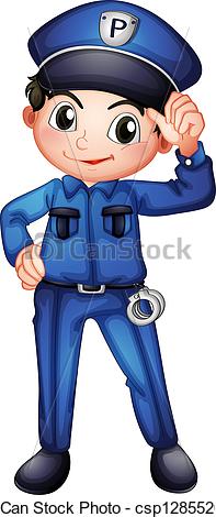 Vector Clipart Of A Policeman With A Complete Uniform   Illustration