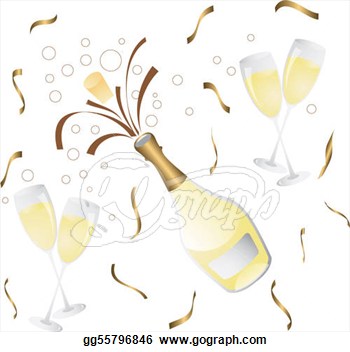 Vector Stock   Champagne Bottle And Glass With Confetti  Clipart
