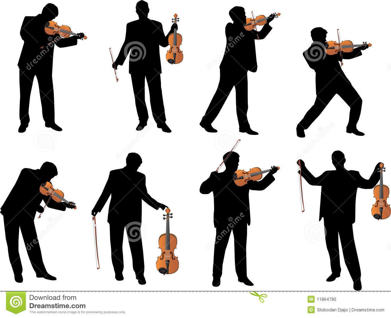 Violin Player Vector Silhouette Stock Photo   Image  11864780