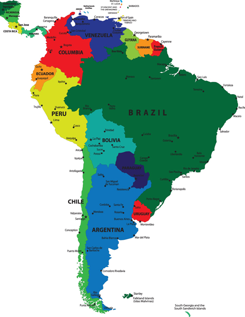 Vivid South America Map Design Vector Material 03   Vector Maps Free