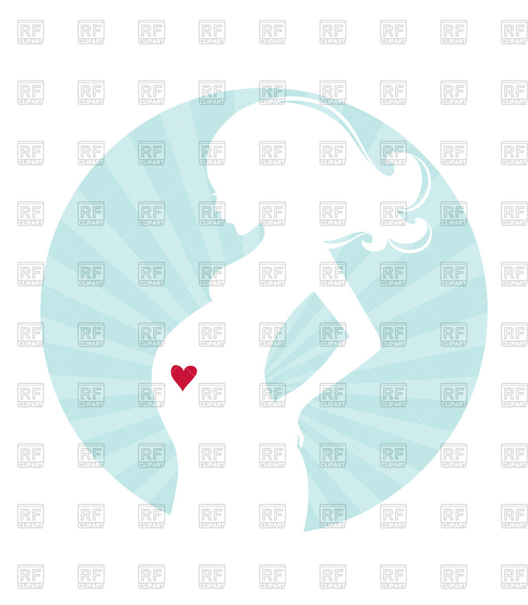 White Silhouette Of Young Pregnant Woman With Heart On Belly Download