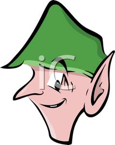     Cartoon Of A Elf Wearing A Green Hat   Royalty Free Clipart Picture