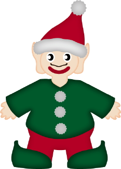     Christmas Elf Dressed In Green With A Red Santa Hat And Pointy Ears