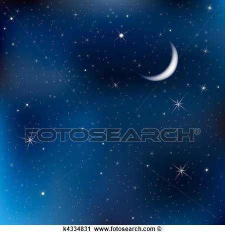 Clipart   Night Sky With Moon And Stars  Fotosearch   Search Clip Art