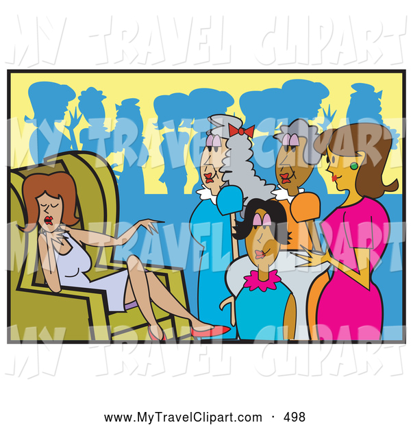 Clipart Of A Group Of Ladies Surrounding And Listening To One Woman