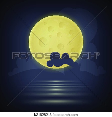 Clipart   Yellow Moon  Vector Illustration  Fotosearch   Search Clip