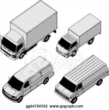 Drawing   Detailed Delivery Van Isometric Set  Clipart Drawing