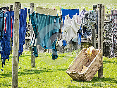 Drying Washing At A Backyard