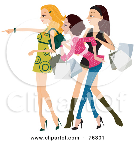 Free  Rf  Clipart Illustration Of A Group Of Stylish Young Ladies