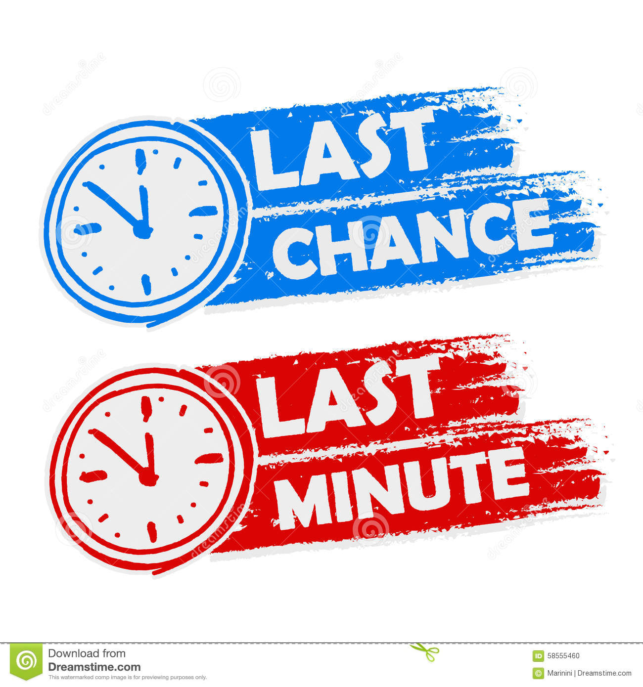 Last Chance And Last Minute Offer With Clock Signs Banners   Text In