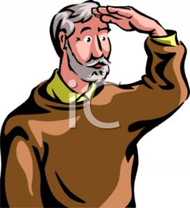 Of A Man Shading His Eyes To See   Royalty Free Clipart Picture